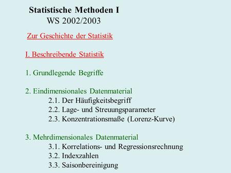 Statistische Methoden I
