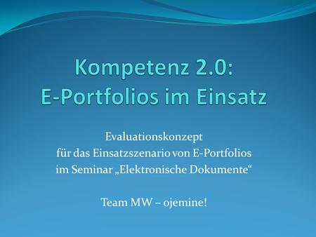 Kompetenz 2.0: E-Portfolios im Einsatz