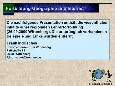 Fortbildung Geographie und Internet