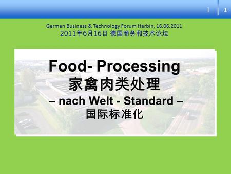 Food- Processing 家禽肉类处理 – nach Welt - Standard – 国际标准化