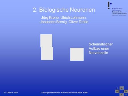 2. Biologische Neuronen Schematischer Aufbau einer Nervenzelle