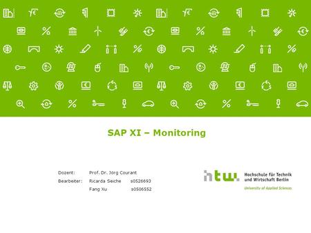 E SAP XI – Monitoring Dozent: Prof. Dr. Jörg Courant Bearbeiter:Ricarda Seiche s0526693 Fang Xu s0506552.