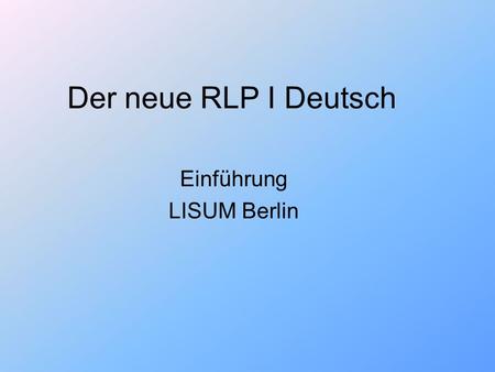 Einführung LISUM Berlin