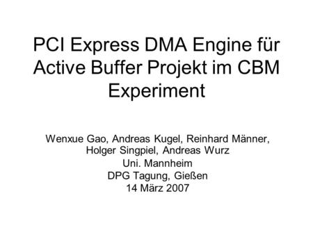 PCI Express DMA Engine für Active Buffer Projekt im CBM Experiment