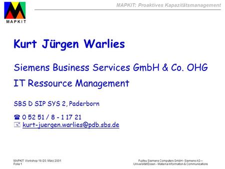 Kurt Jürgen Warlies Siemens Business Services GmbH & Co. OHG
