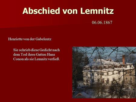 Abschied von Lemnitz Henriette von der Gabelentz