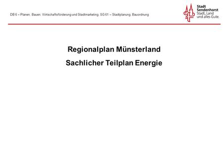 Regionalplan Münsterland Sachlicher Teilplan Energie