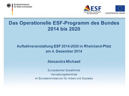 Das Operationelle ESF-Programm des Bundes 2014 bis 2020