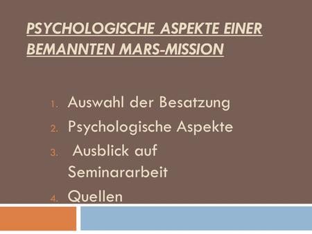Psychologische Aspekte einer bemannten Mars-Mission