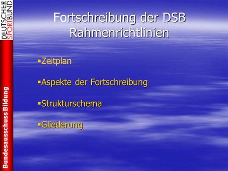 Fortschreibung der DSB Rahmenrichtlinien