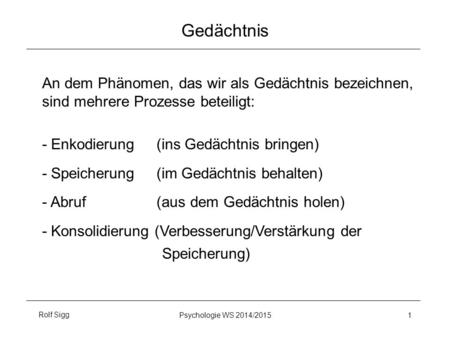 Gedächtnis An dem Phänomen, das wir als Gedächtnis bezeichnen,