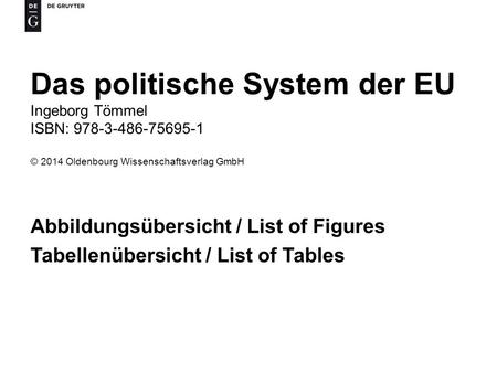 Das politische System der EU Ingeborg Tömmel ISBN: