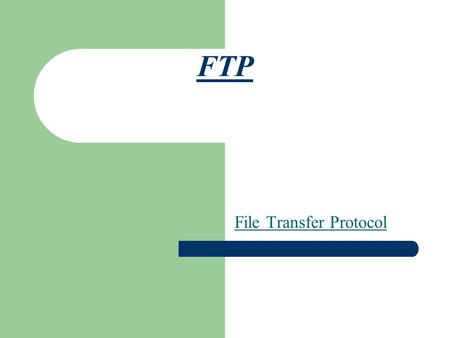 FTP File Transfer Protocol. Geschichte Das File Transfer Protocol (engl. für „Dateiübertragungsverfahren“, kurz FTP) ist ein im RFC 959 von 1985 spezifiziertes.