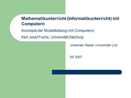 Mathematikunterricht (Informatikunterricht) mit Computern