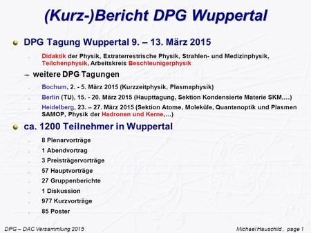 (Kurz-)Bericht DPG Wuppertal