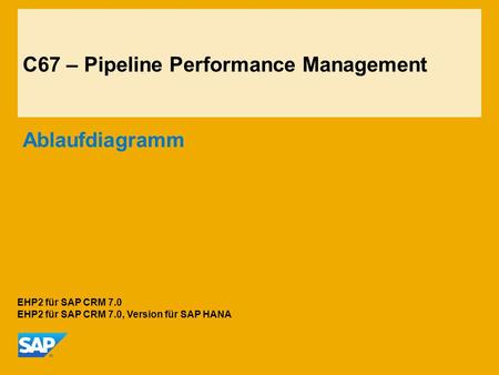 C67 – Pipeline Performance Management Ablaufdiagramm EHP2 für SAP CRM 7.0 EHP2 für SAP CRM 7.0, Version für SAP HANA.