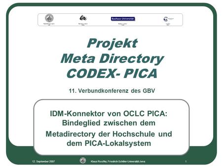 Projekt Meta Directory CODEX- PICA