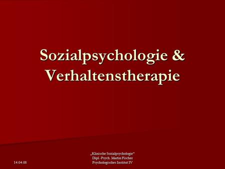 Sozialpsychologie & Verhaltenstherapie