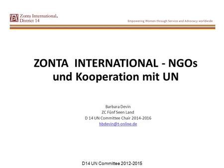 ZONTA INTERNATIONAL - NGOs und Kooperation mit UN