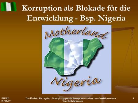 Korruption als Blokade für die Entwicklung - Bsp. Nigeria