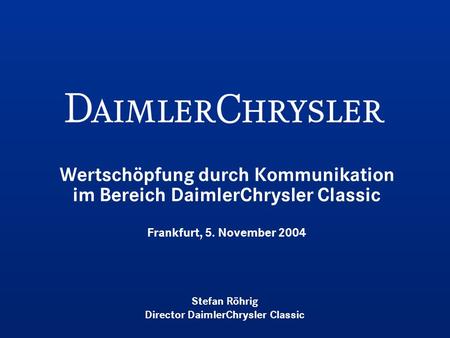 Stefan Röhrig Director DaimlerChrysler Classic