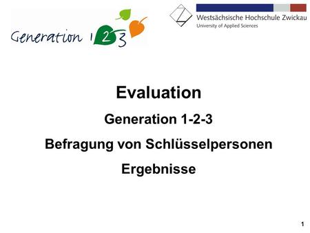 1 Evaluation Generation 1-2-3 Befragung von Schlüsselpersonen Ergebnisse.