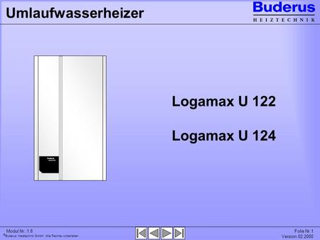 Umlaufwasserheizer Logamax U 122 Logamax U 124 Modul Nr.:1.8