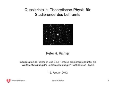Quasikristalle: Theoretische Physik für Studierende des Lehramts