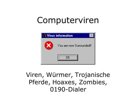 Viren, Würmer, Trojanische Pferde, Hoaxes, Zombies, 0190-Dialer