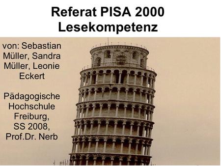 Referat PISA 2000 Lesekompetenz