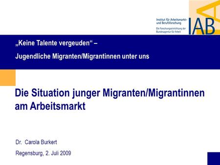 Die Situation junger Migranten/Migrantinnen am Arbeitsmarkt