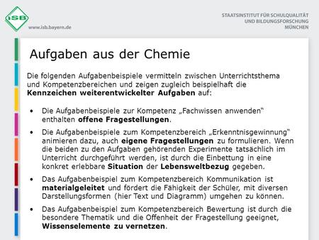 Aufgaben aus der Chemie