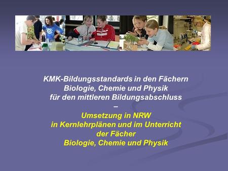 KMK-Bildungsstandards in den Fächern Biologie, Chemie und Physik