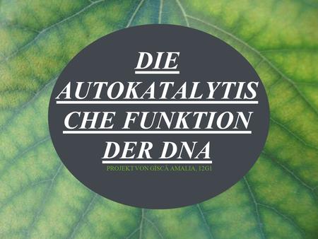 DIE AUTOKATALYTISCHE FUNKTION DER DNA
