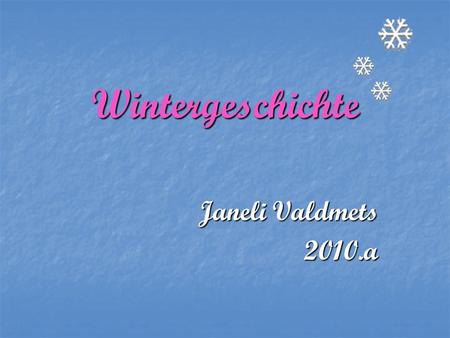 Wintergeschichte Janeli Valdmets 2010.a.