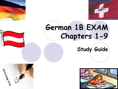 German 1B EXAM Chapters 1-9