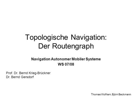 Topologische Navigation: Der Routengraph