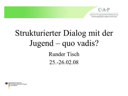 Strukturierter Dialog mit der Jugend – quo vadis? Runder Tisch 25.-26.02.08.
