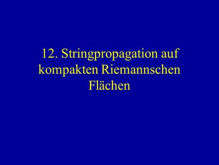 12. Stringpropagation auf kompakten Riemannschen Flächen.