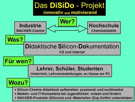 Das DiSiDo - Projekt Wer? Was? Didaktische Silicon-Dokumentation