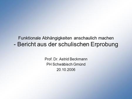 Prof. Dr. Astrid Beckmann PH Schwäbisch Gmünd