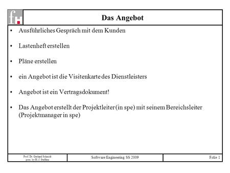 Software Engineering SS 2009