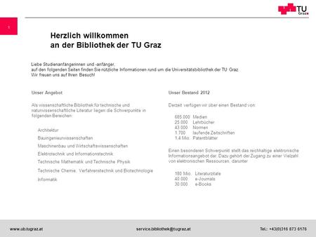 Herzlich willkommen an der Bibliothek der TU Graz