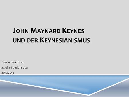 John Maynard Keynes und der Keynesianismus