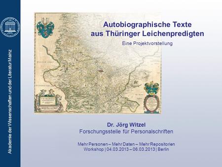 Autobiographische Texte aus Thüringer Leichenpredigten