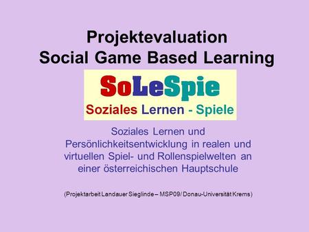Projektevaluation Social Game Based Learning