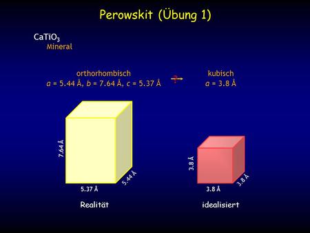 Perowskit (Übung 1) ? CaTiO3 Mineral kubisch a = 3.8 Å orthorhombisch