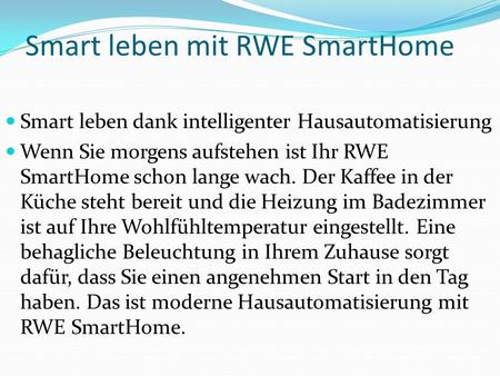 Smart leben mit RWE SmartHome