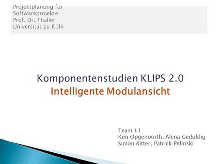 Komponentenstudien KLIPS 2.0 Intelligente Modulansicht