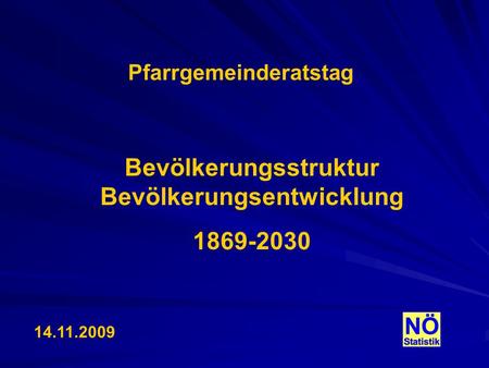 14.11.2009 Pfarrgemeinderatstag Bevölkerungsstruktur Bevölkerungsentwicklung 1869-2030.